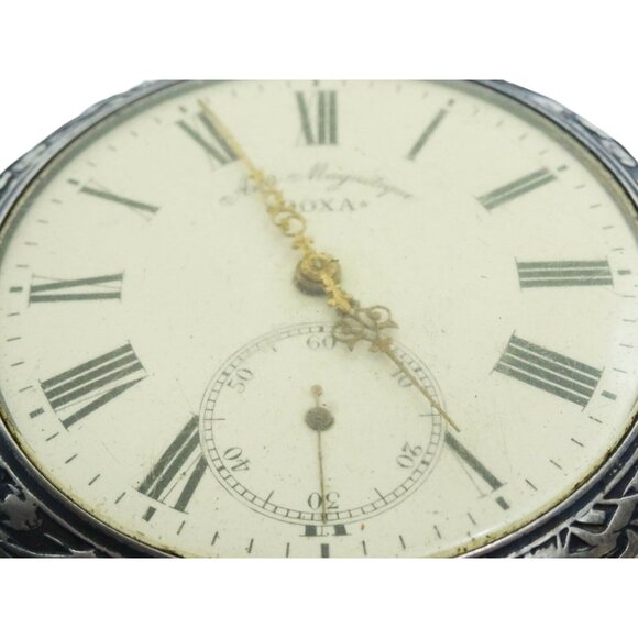 Large Antique 1906 Doxa Watch Hunting Party Silver Repousse Design - Picture 3 of 9